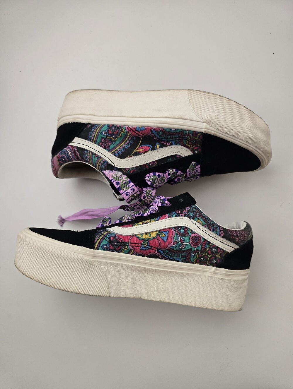 Vans OId Skool Stackform Paisley Floral Sneakers Womens Platform US Size 7.5 - Picture 6 of 16